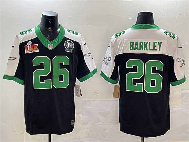 Men's Philadelphia Eagles #26 Saquon Barkley Black 2025 Super Bowl LIX Patch And Jerome Brown Patch F.U.S.E. Alternate Stitched Jersey,We sell and wholesale Men's Philadelphia Eagles #26 Saquon Barkley Black 2025 Super Bowl LIX Patch And Jerome Brown Patch F.U.S.E. Alternate Stitched Jersey on line form chian!